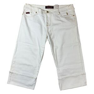 VTG Baby Phat White Cropped Jeans Denim Gold Trim Y2K Capri Style Womans Size 15